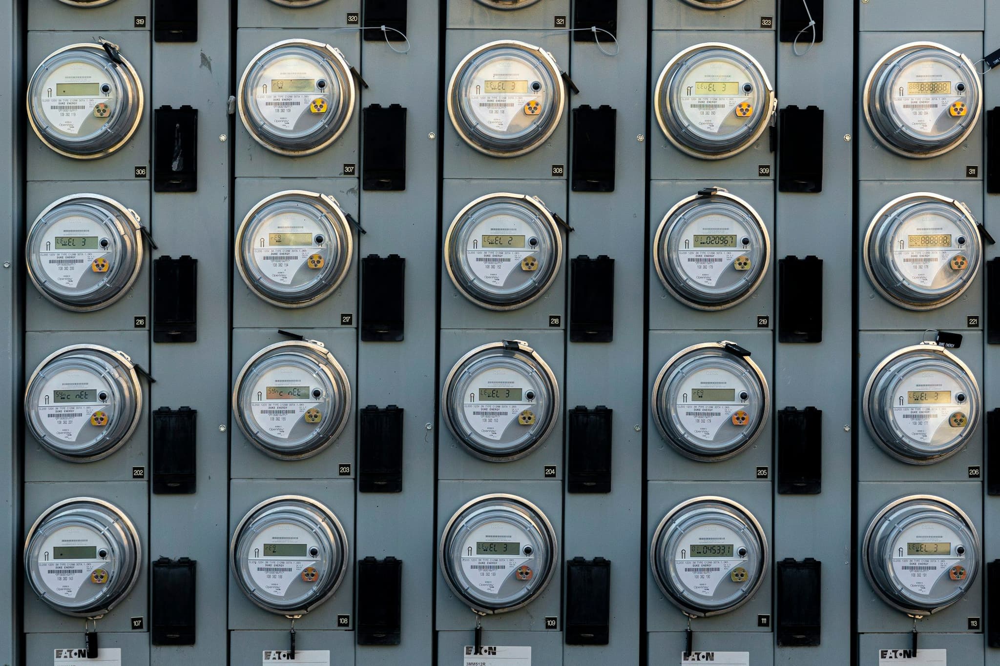 Electricity meter on an outside wall